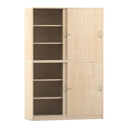 813026v0006_p01_1000 Flexeo® Schiebetürenschrank, 12 Fächer, Mittelwand, 4 Türen, Breite: 126,4 cm