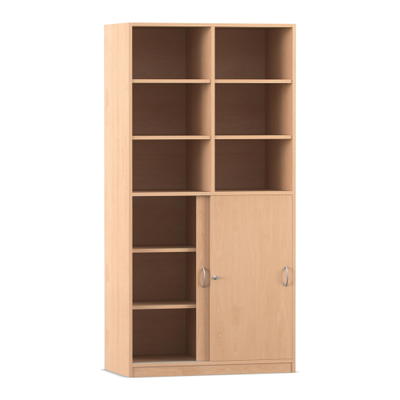 Flexeo® Schiebetürenschrank, 12 Fächer, Mittelwand, 2 Türen, Breite 94,4 cm