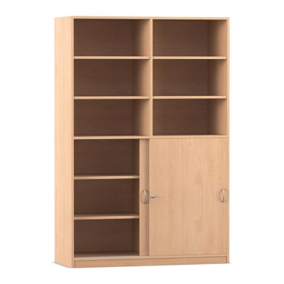 Flexeo® Schiebetürenschrank, 12 Fächer, Mittelwand, 2 Türen, Breite 126,4 cm