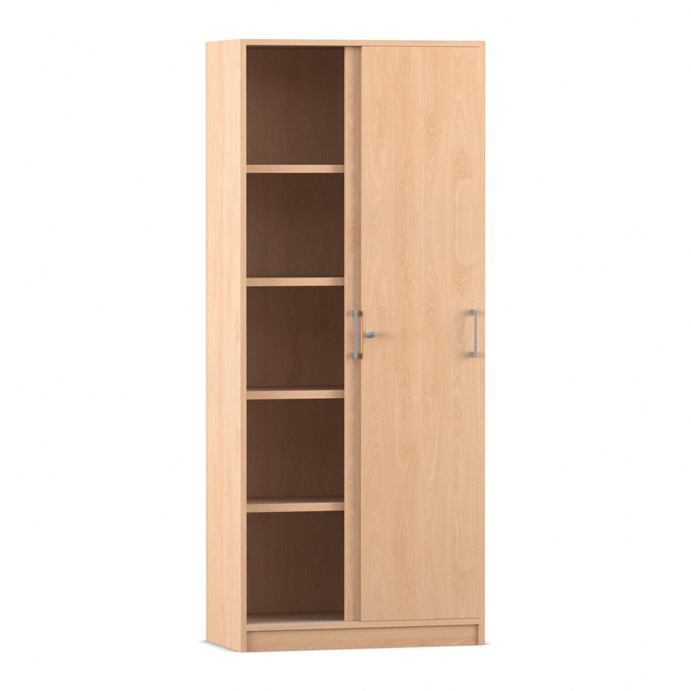 813041_p01_1000 Flexeo® Schiebetüren-Schrank, 5 Fächer = 5 Ordnerhöhen