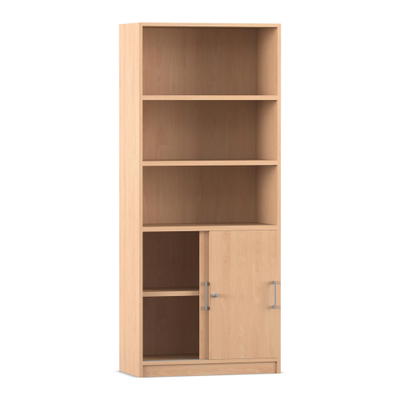 Flexeo® Kombi-Schrank, Schiebetüren, oben 3 Fächer = 5 Ordnerhöhen