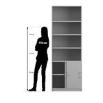 Flexeo® Kombi-Schrank, Schiebetüren, oben 4 Fächer = 6 Ordnerhöhen - 813047 P07