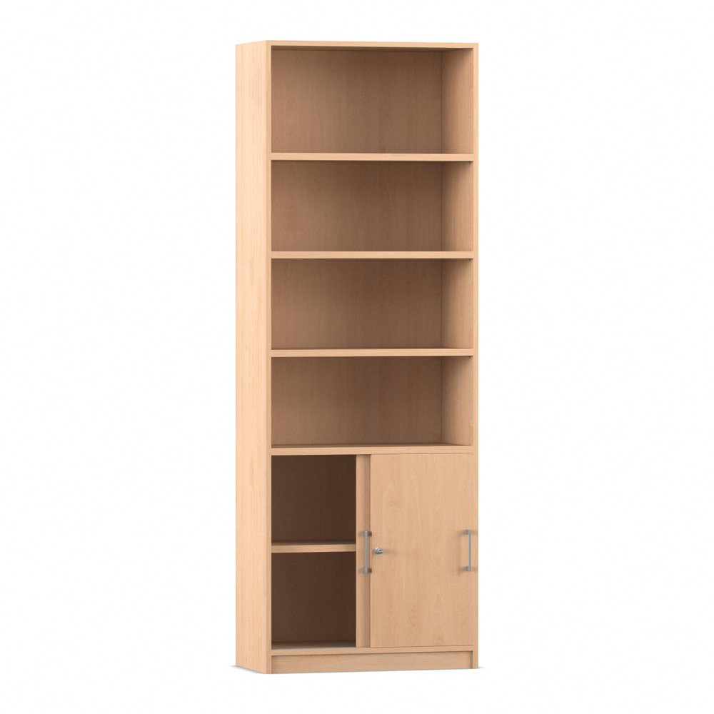 813047_p01_1000 Flexeo® Kombi-Schrank, Schiebetüren, oben 4 Fächer = 6 Ordnerhöhen