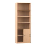 Flexeo® Kombi-Schrank, Schiebetüren, oben 4 Fächer = 6 Ordnerhöhen