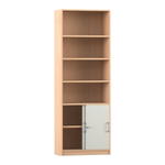 Flexeo® Kombi-Schrank, Schiebetüren, oben 4 Fächer = 6 Ordnerhöhen
