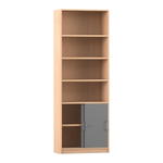 Flexeo® Kombi-Schrank, Schiebetüren, oben 4 Fächer = 6 Ordnerhöhen