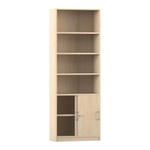 Flexeo® Kombi-Schrank, Schiebetüren, oben 4 Fächer = 6 Ordnerhöhen