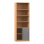 Flexeo® Kombi-Schrank, Schiebetüren, oben 4 Fächer = 6 Ordnerhöhen