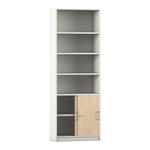 Flexeo® Kombi-Schrank, Schiebetüren, oben 4 Fächer = 6 Ordnerhöhen