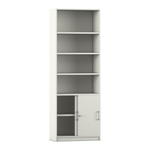 Flexeo® Kombi-Schrank, Schiebetüren, oben 4 Fächer = 6 Ordnerhöhen
