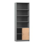 Flexeo® Kombi-Schrank, Schiebetüren, oben 4 Fächer = 6 Ordnerhöhen