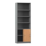 Flexeo® Kombi-Schrank, Schiebetüren, oben 4 Fächer = 6 Ordnerhöhen