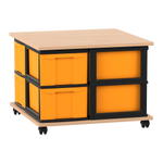 Flexeo® Fahrbares Containersystem mit Ablage, 8 große Boxen