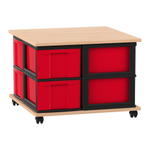 Flexeo® Fahrbares Containersystem mit Ablage, 8 große Boxen