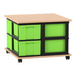 Flexeo® Fahrbares Containersystem mit Ablage, 8 große Boxen