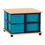 Flexeo® Fahrbares Containersystem mit Ablage, 8 große Boxen