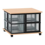 Flexeo® Fahrbares Containersystem mit Ablage, 8 große Boxen