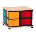 Flexeo® Fahrbares Containersystem mit Ablage, 8 große Boxen