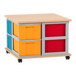 Flexeo® Fahrbares Containersystem mit Ablage, 8 große Boxen