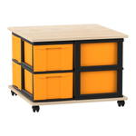 Flexeo® Fahrbares Containersystem mit Ablage, 8 große Boxen