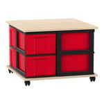 Flexeo® Fahrbares Containersystem mit Ablage, 8 große Boxen
