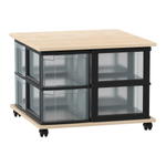 Flexeo® Fahrbares Containersystem mit Ablage, 8 große Boxen