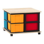Flexeo® Fahrbares Containersystem mit Ablage, 8 große Boxen