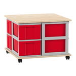 Flexeo® Fahrbares Containersystem mit Ablage, 8 große Boxen