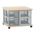 Flexeo® Fahrbares Containersystem mit Ablage, 8 große Boxen