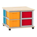 Flexeo® Fahrbares Containersystem mit Ablage, 8 große Boxen