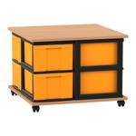 Flexeo® Fahrbares Containersystem mit Ablage, 8 große Boxen