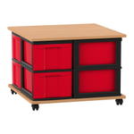 Flexeo® Fahrbares Containersystem mit Ablage, 8 große Boxen