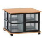 Flexeo® Fahrbares Containersystem mit Ablage, 8 große Boxen