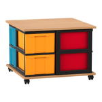 Flexeo® Fahrbares Containersystem mit Ablage, 8 große Boxen