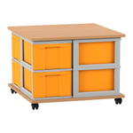 Flexeo® Fahrbares Containersystem mit Ablage, 8 große Boxen
