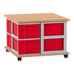 Flexeo® Fahrbares Containersystem mit Ablage, 8 große Boxen