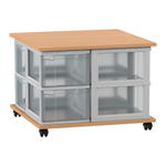 Flexeo® Fahrbares Containersystem mit Ablage, 8 große Boxen