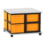 Flexeo® Fahrbares Containersystem mit Ablage, 8 große Boxen