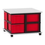 Flexeo® Fahrbares Containersystem mit Ablage, 8 große Boxen