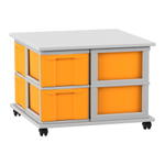 Flexeo® Fahrbares Containersystem mit Ablage, 8 große Boxen