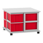 Flexeo® Fahrbares Containersystem mit Ablage, 8 große Boxen