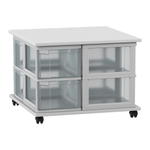 Flexeo® Fahrbares Containersystem mit Ablage, 8 große Boxen