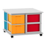Flexeo® Fahrbares Containersystem mit Ablage, 8 große Boxen