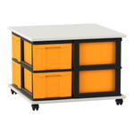 Flexeo® Fahrbares Containersystem mit Ablage, 8 große Boxen
