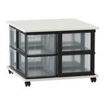 Flexeo® Fahrbares Containersystem mit Ablage, 8 große Boxen