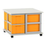 Flexeo® Fahrbares Containersystem mit Ablage, 8 große Boxen
