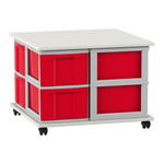 Flexeo® Fahrbares Containersystem mit Ablage, 8 große Boxen