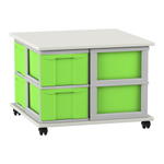 Flexeo® Fahrbares Containersystem mit Ablage, 8 große Boxen