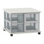 Flexeo® Fahrbares Containersystem mit Ablage, 8 große Boxen