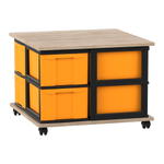 Flexeo® Fahrbares Containersystem mit Ablage, 8 große Boxen